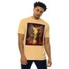 ROBOT ANGELS Premium Heavyweight T-Shirt - Color Vintage Gold - Front View on Model - Rarileto
