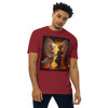 ROBOT ANGELS Premium Heavyweight T-Shirt - Color Brick Red - Front View on Model - Rarileto
