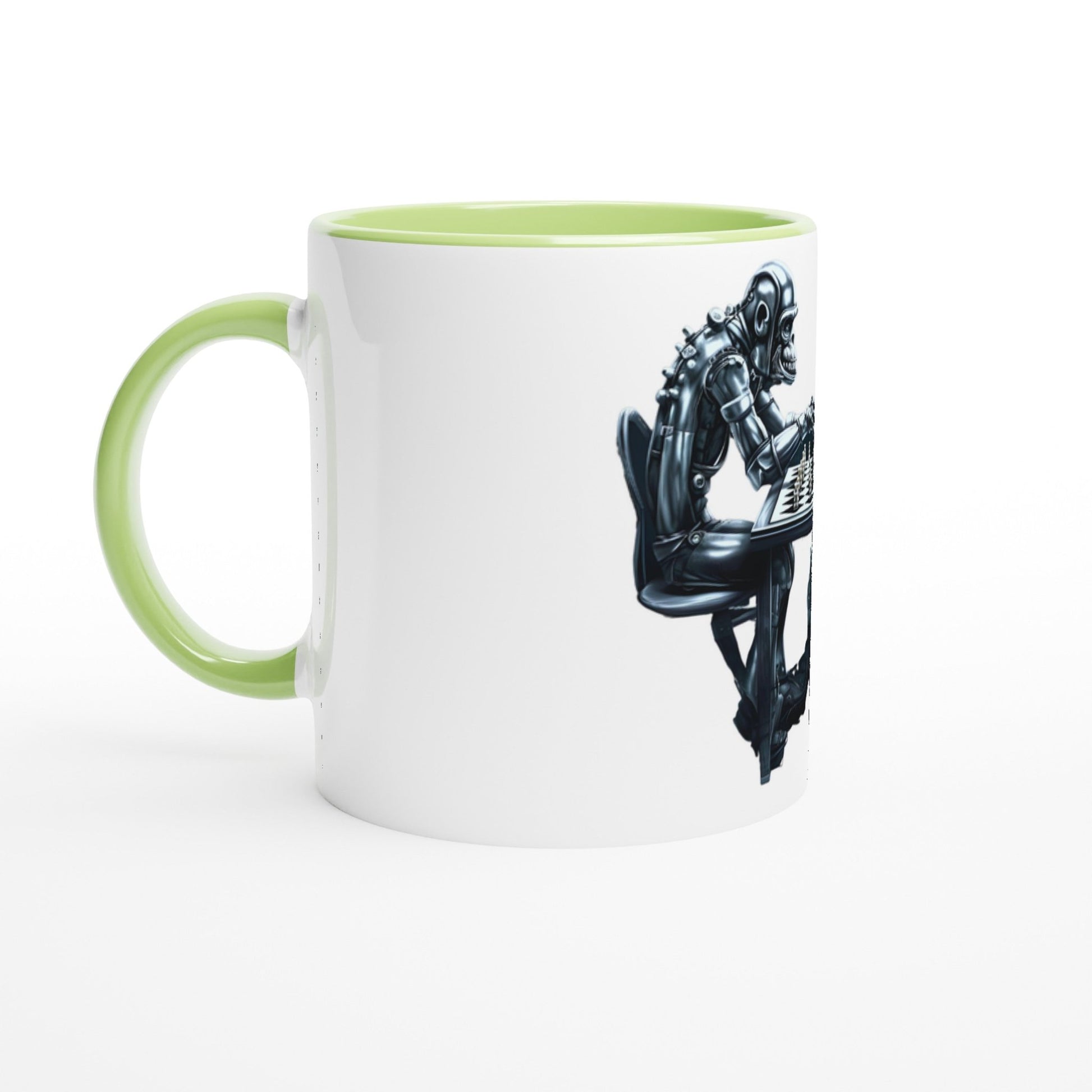 ROBOT APES PLAYING CHESS Mug with Color Inside - Rarileto