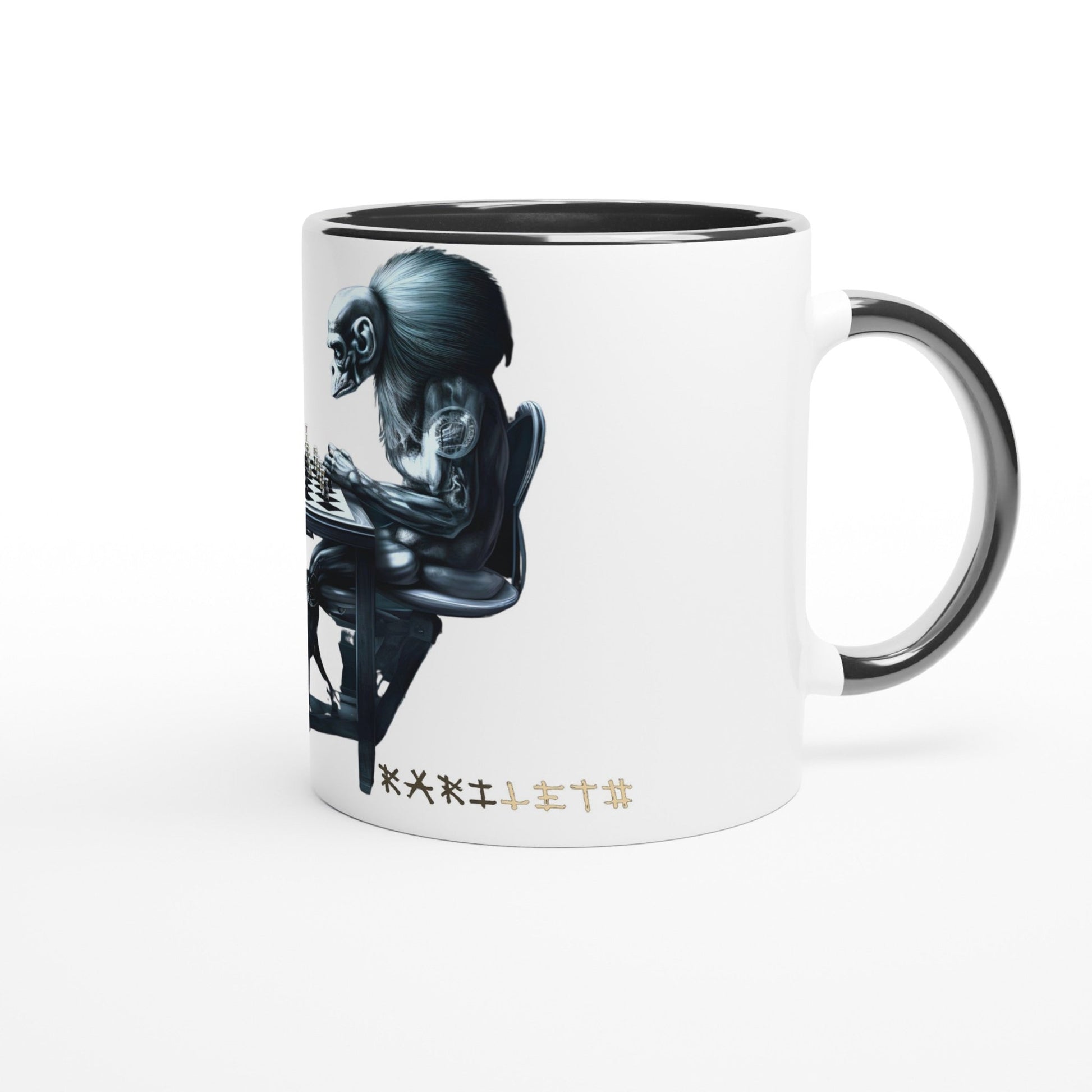 ROBOT APES PLAYING CHESS Mug with Color Inside - Rarileto