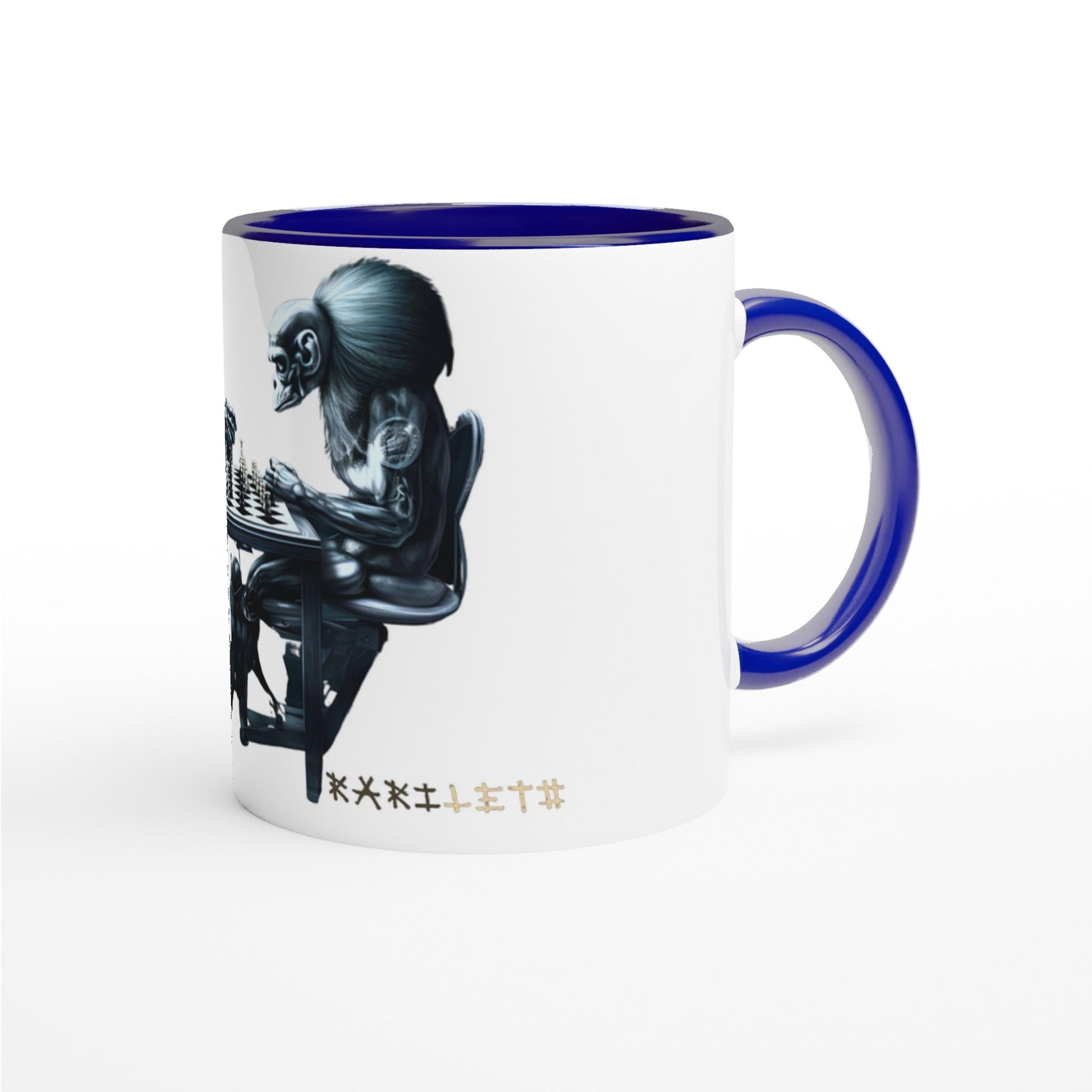 ROBOT APES PLAYING CHESS Mug with Color Inside - Rarileto