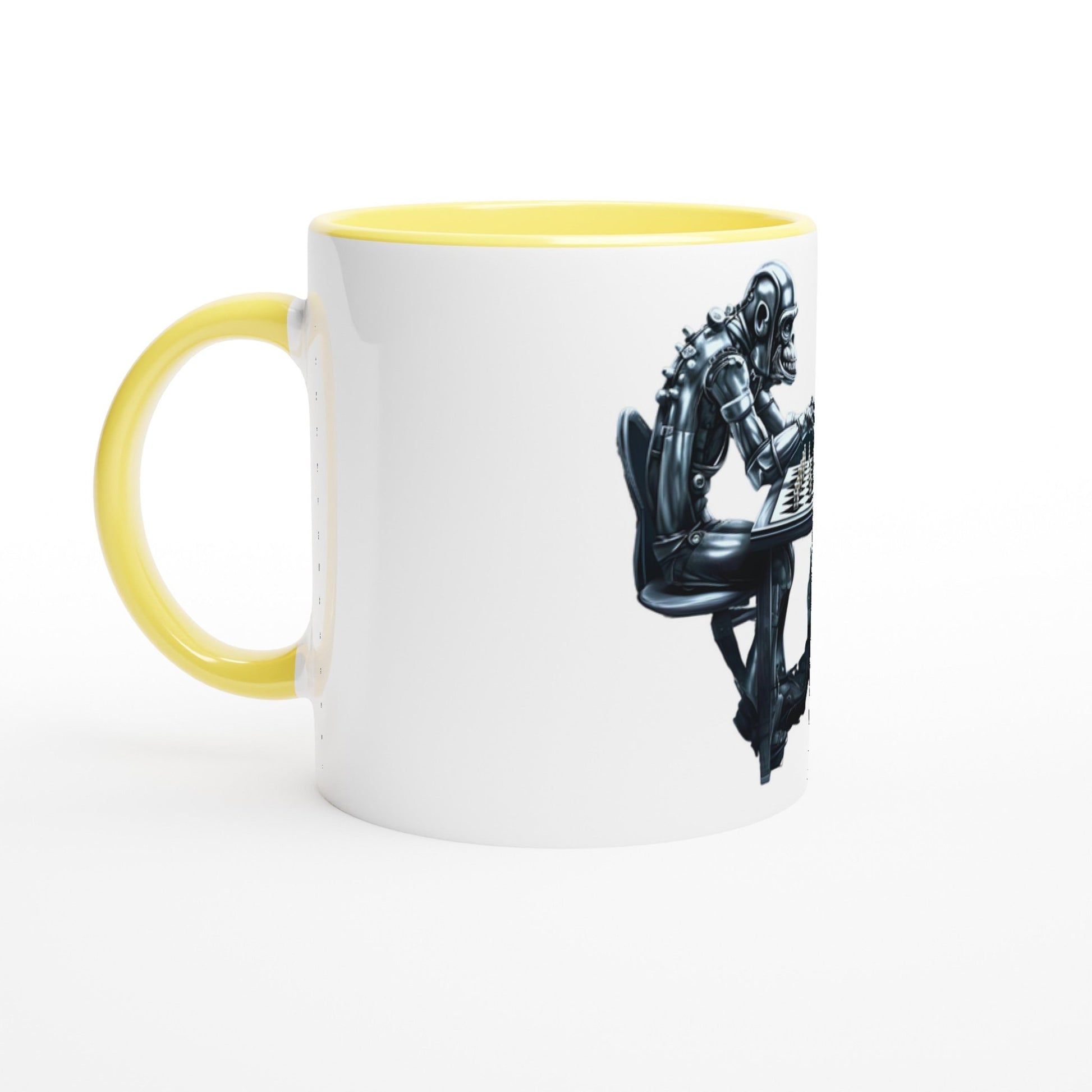 ROBOT APES PLAYING CHESS Mug with Color Inside - Rarileto