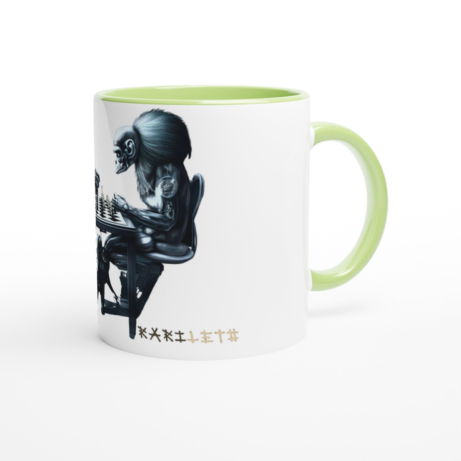 ROBOT APES PLAYING CHESS Mug with Color Inside - Rarileto