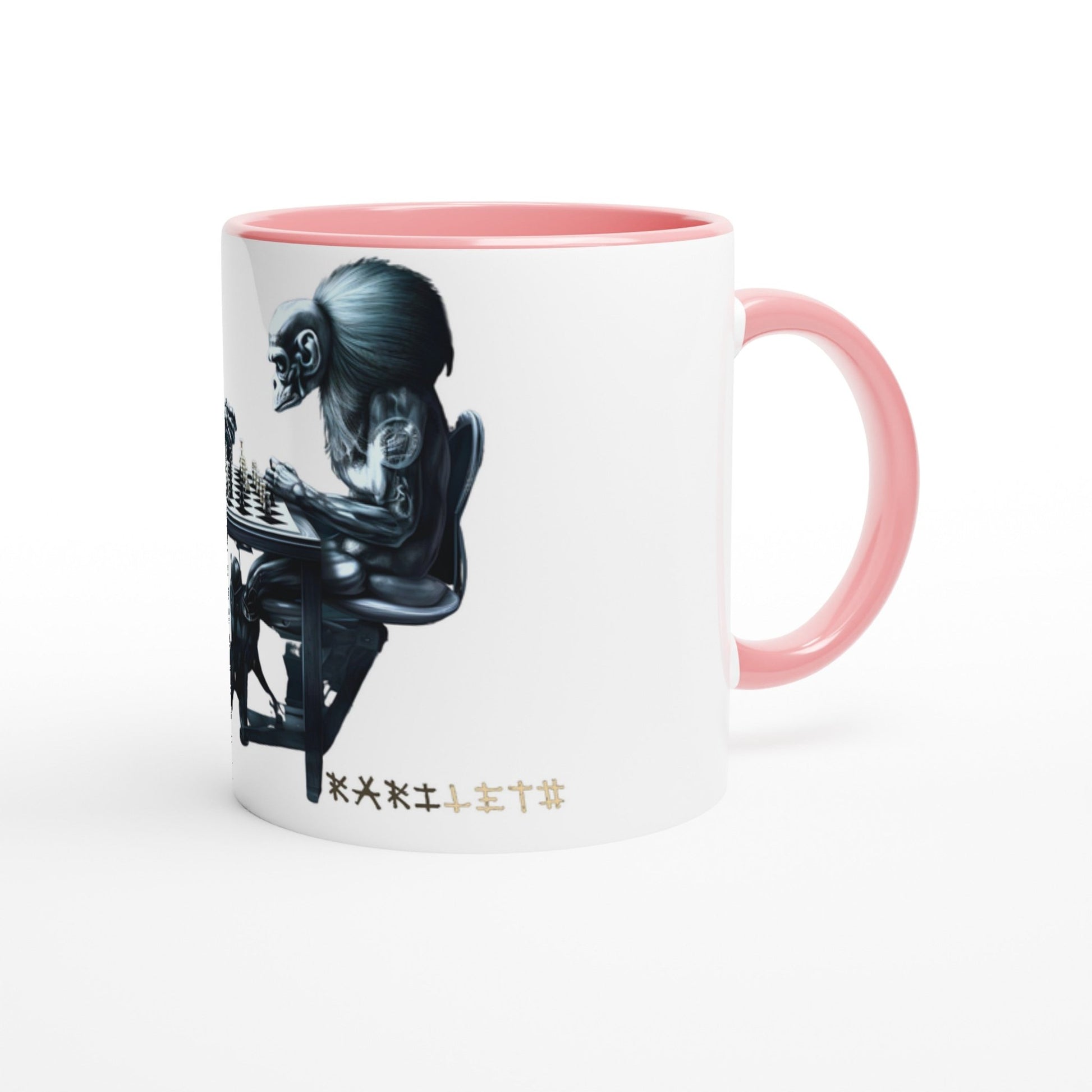 ROBOT APES PLAYING CHESS Mug with Color Inside - Rarileto