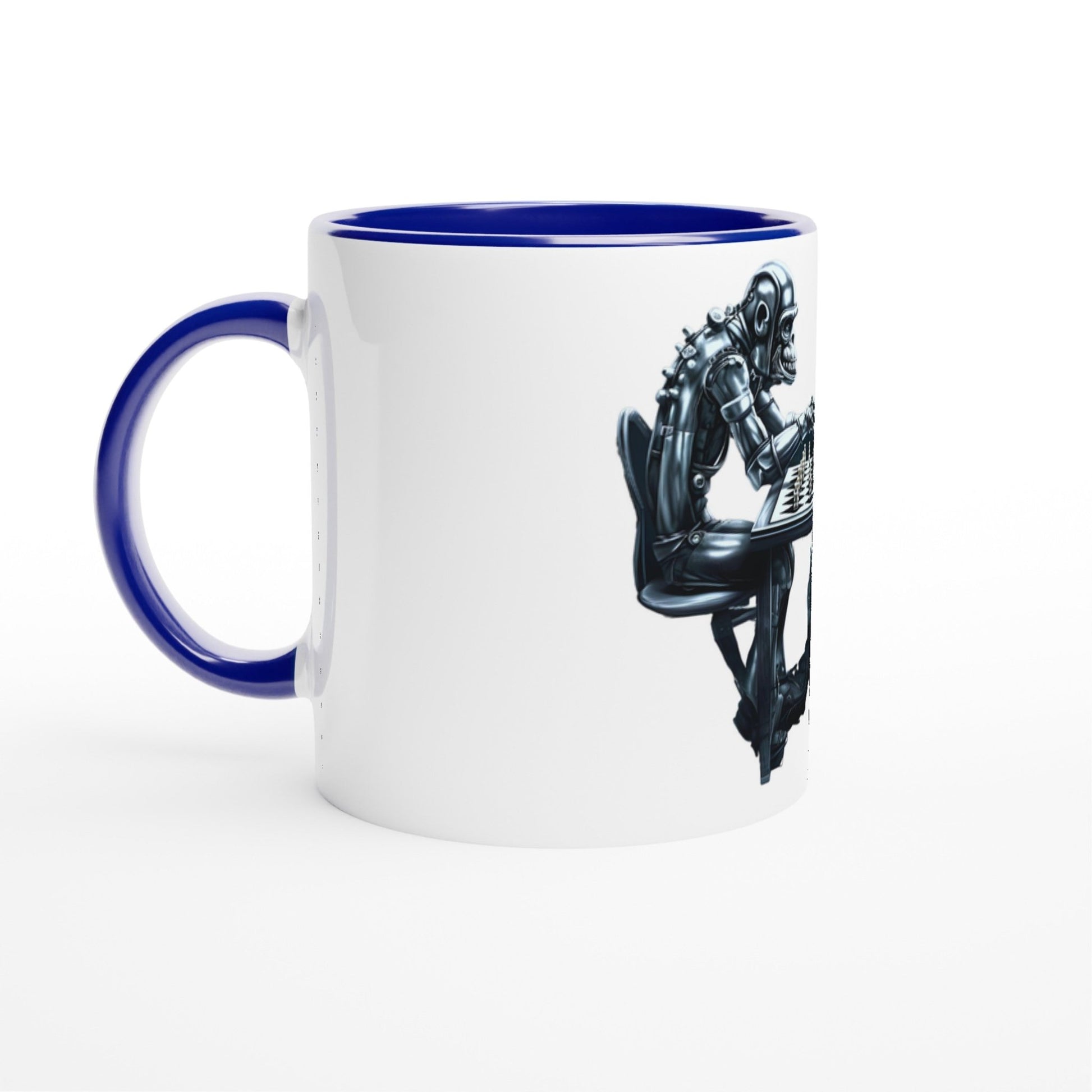 ROBOT APES PLAYING CHESS Mug with Color Inside - Rarileto