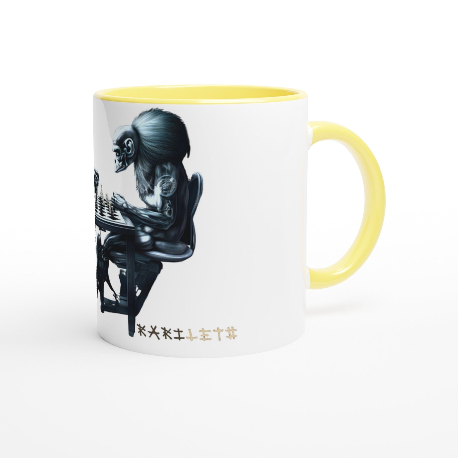 ROBOT APES PLAYING CHESS Mug with Color Inside - Rarileto