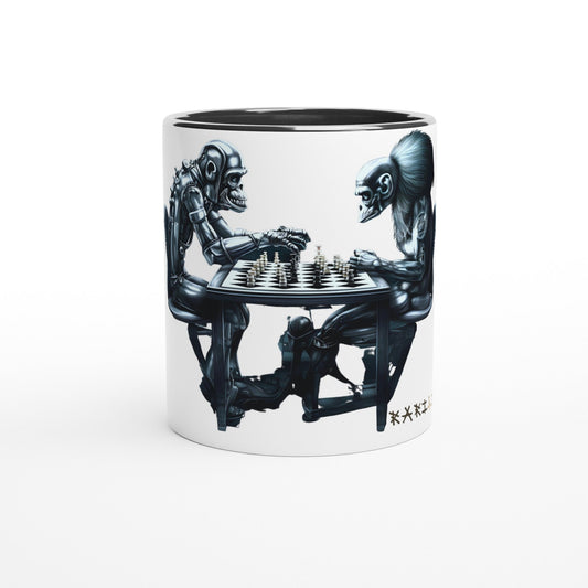 ROBOT APES PLAYING CHESS Mug with Color Inside - Rarileto