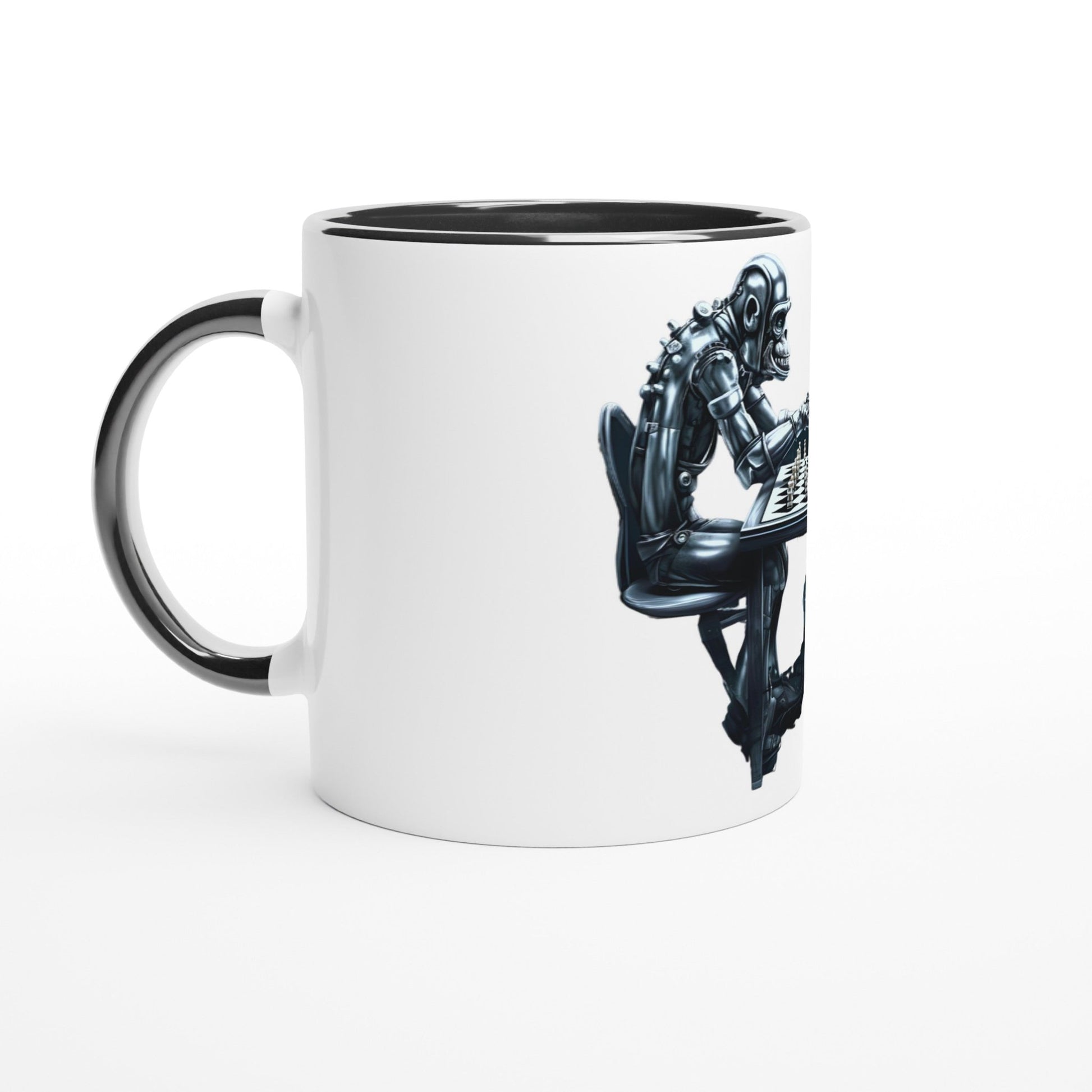 ROBOT APES PLAYING CHESS Mug with Color Inside - Rarileto