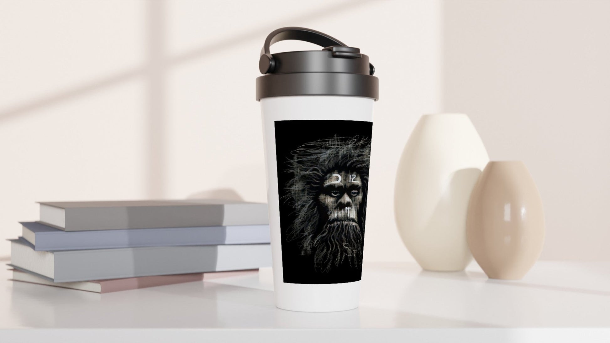 RUSTIC CAVEMAN PORTRAIT Travel Mug - Rarileto