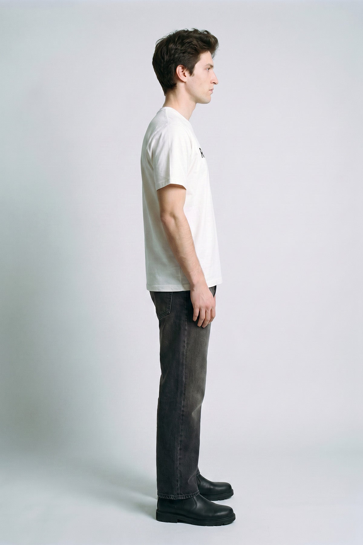 White male model side view — RARILETO Logo Classic Tee