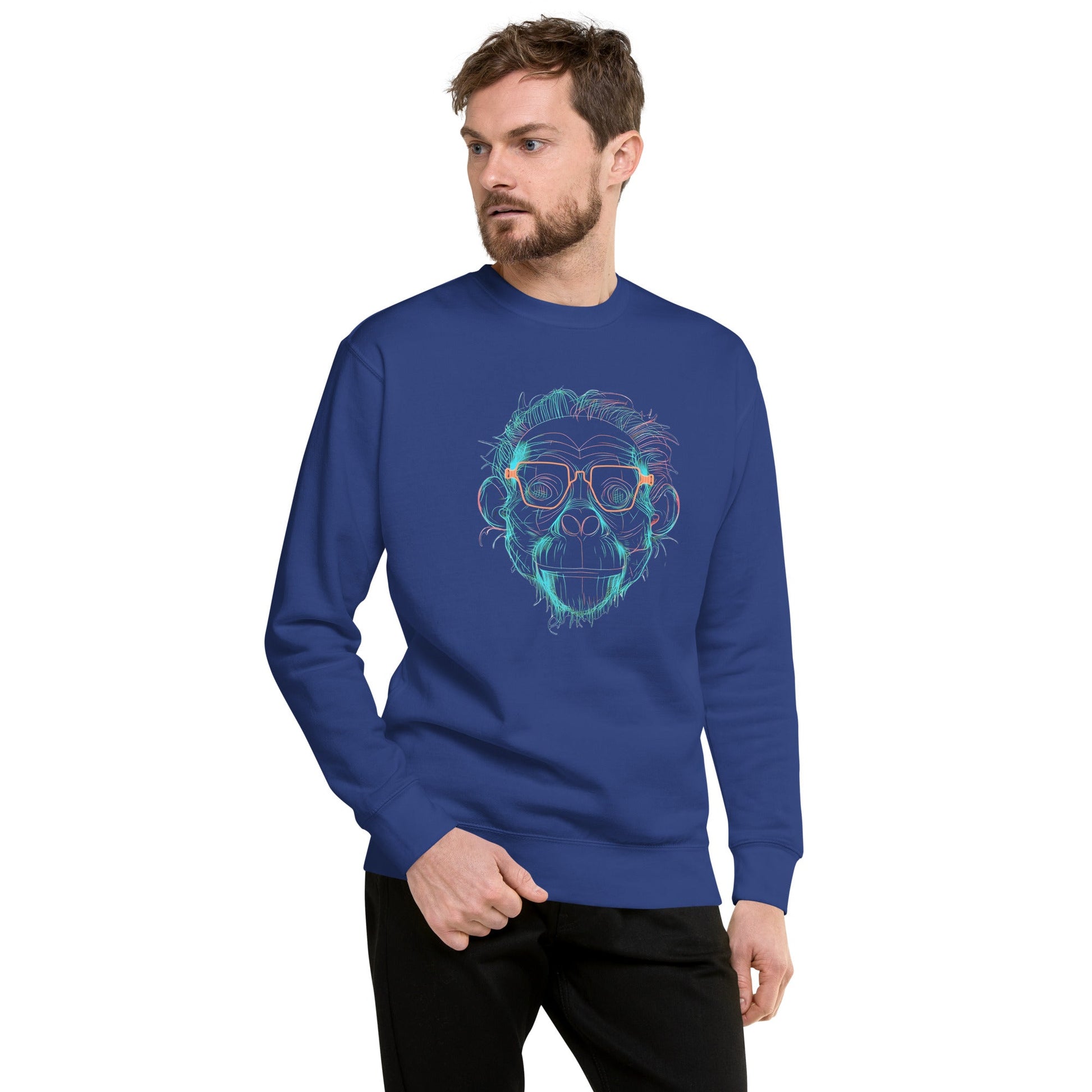 Male Model Front: SMART APE Sweatshirt in Team Royal on Male Model