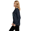 Female Model Side View: SMART APE Sweatshirt in Navy Blazer on Female Model