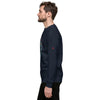 Male Model Side View: SMART APE Sweatshirt in Navy Blazer on Male Model