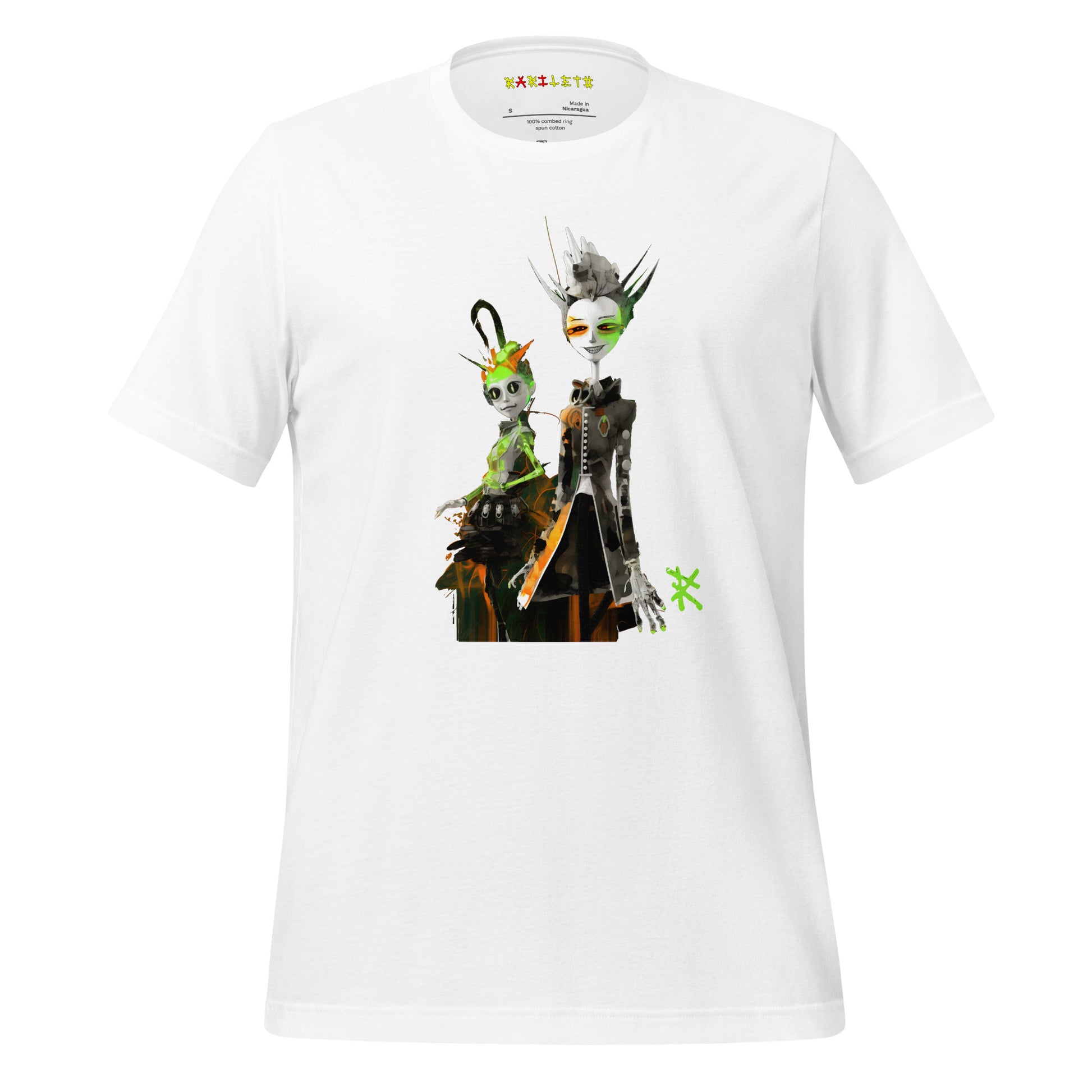 White Front Ghost View of GREEN META ALIEN Premium Crewneck T-Shirt