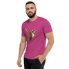 Berry Tri-blend Front View on Model of COLIBRI Unisex Tri-blend T-Shirt