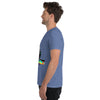 Blue Tri-Blend Left Side on Model of GOSSY Tri-Blend Short Sleeve T-Shirt