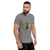 Grey Tri-blend Right Front Side View on Model of COLIBRI Unisex Tri-blend T-Shirt