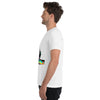 Solid White Tri-Blend Left Side on Model of GOSSY Tri-Blend Short Sleeve T-Shirt