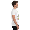 Solid White Tri-Blend Right Side on Model of GOSSY Tri-Blend Short Sleeve T-Shirt