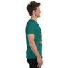 Teal Tri-Blend Right Side on Model of GOSSY Tri-Blend Short Sleeve T-Shirt