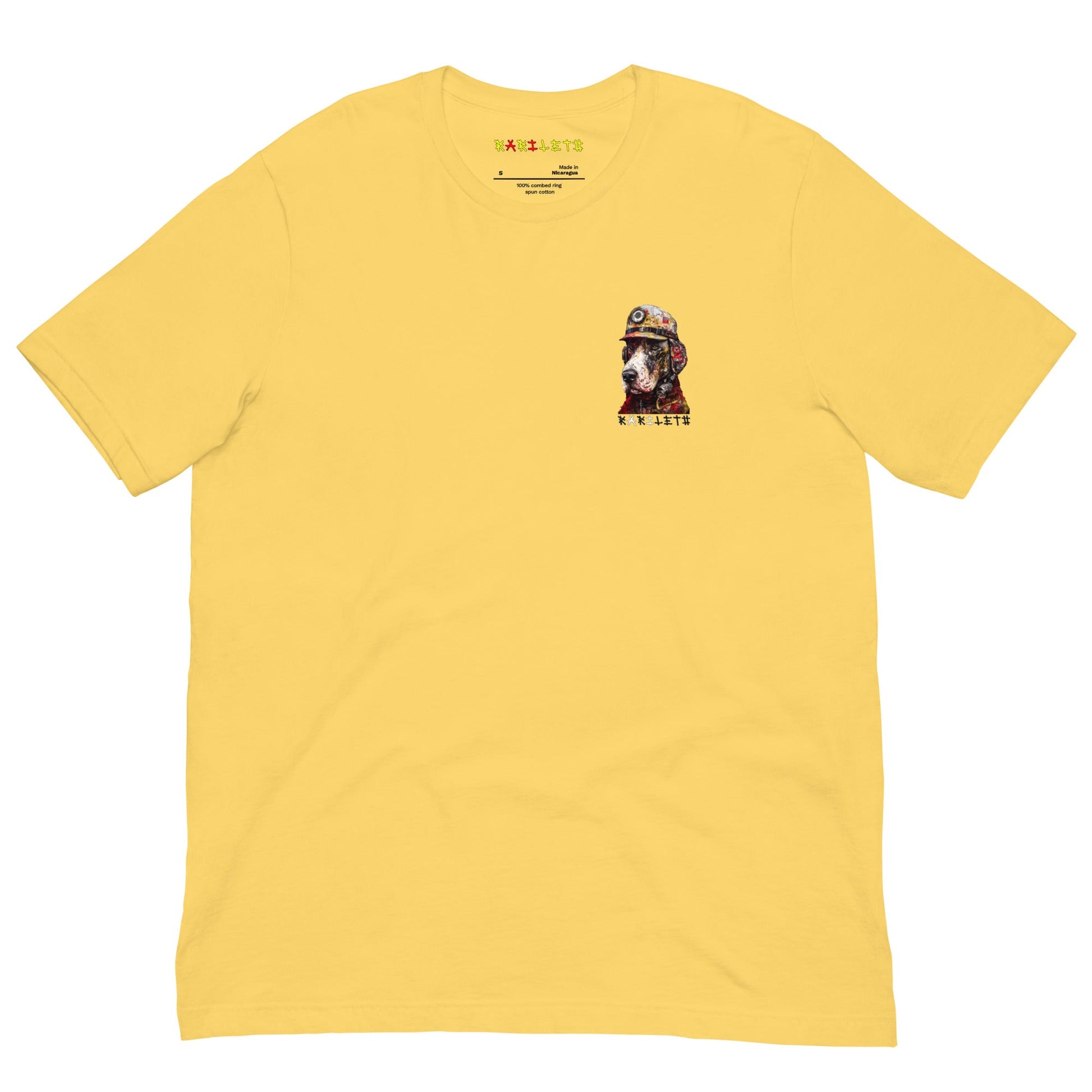 VINTAGE FIRE DOG Premium Crewneck T-Shirt in Maize Yellow - Rarileto - Front View