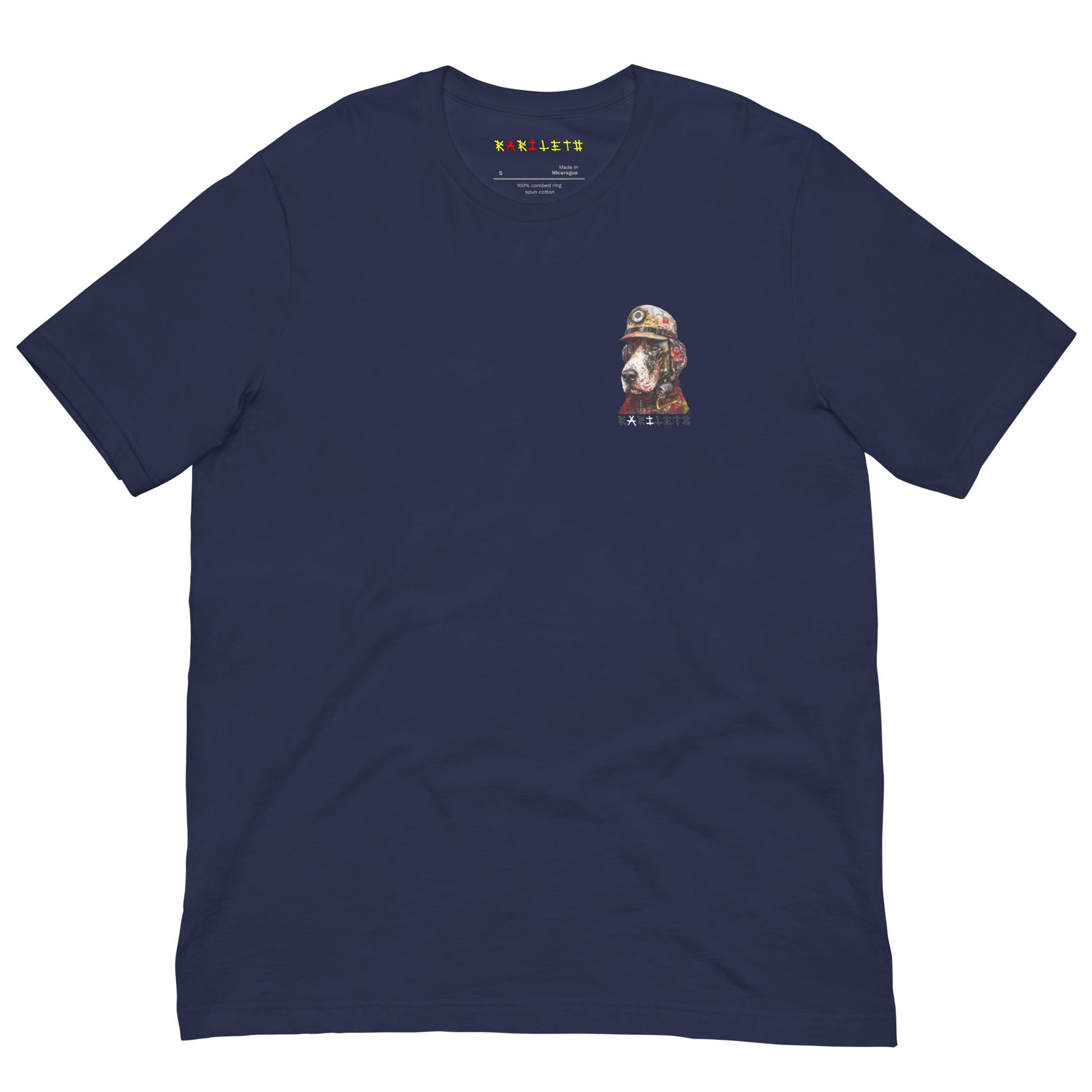 Front Navy: VINTAGE FIRE DOG Premium Crewneck T-Shirt in Navy