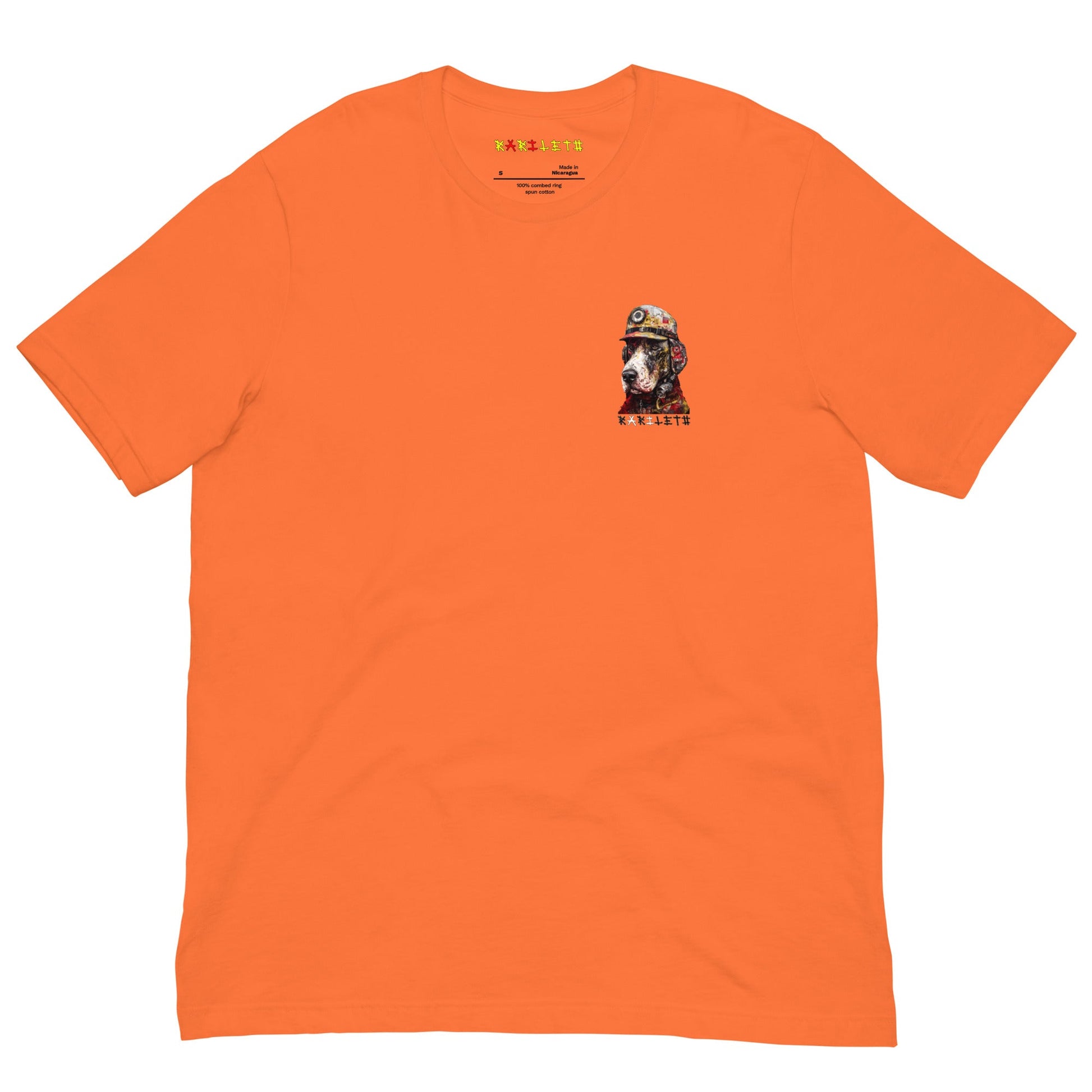 VINTAGE FIRE DOG Premium Crewneck T-Shirt in Orange - Rarileto - Front View