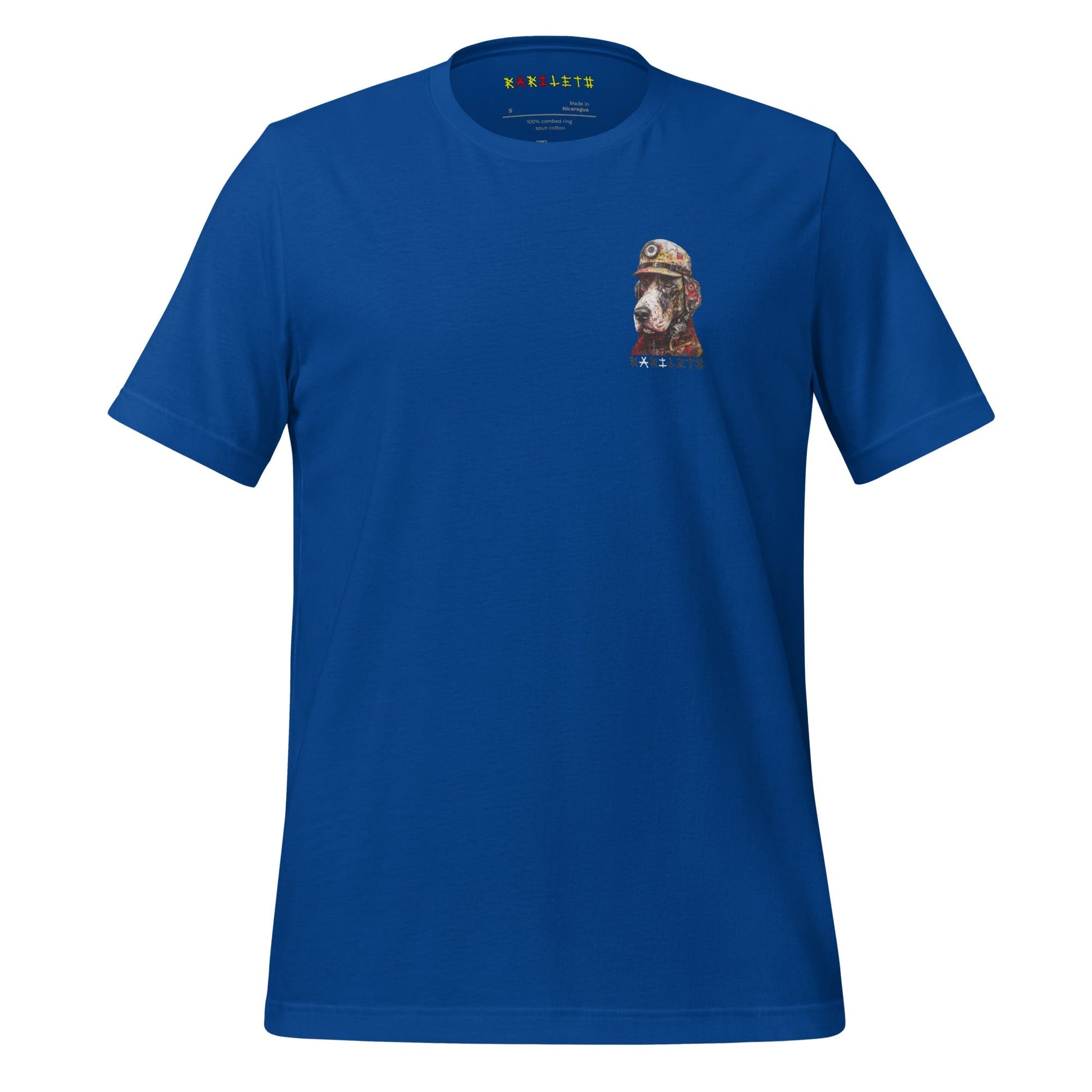 VINTAGE FIRE DOG Premium Crewneck T-Shirt in Royal - Rarileto - Ghost Front View