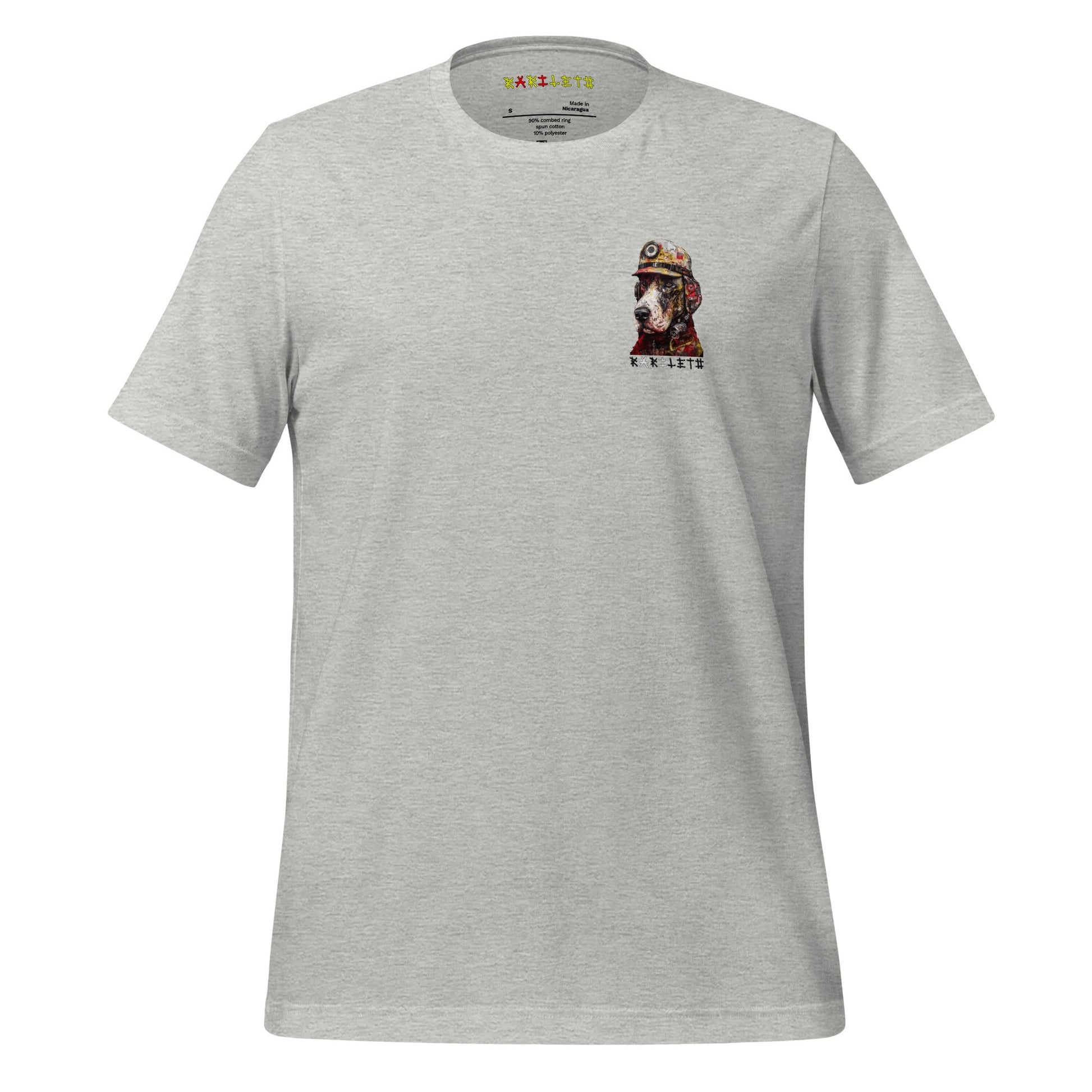 VINTAGE FIRE DOG Premium Crewneck T-Shirt in Athletic Heather - Rarileto - Ghost Front View