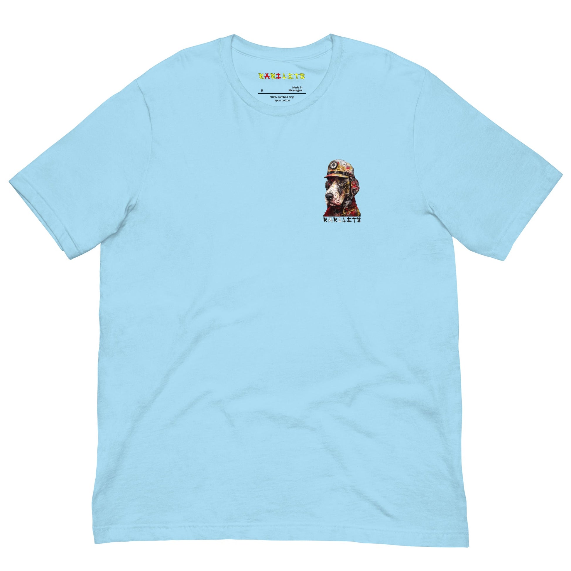 VINTAGE FIRE DOG Premium Crewneck T-Shirt in Baby Blue - Rarileto - Front View