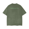 X RAY ANT Unisex Drop Shoulder Vintage Washed T-Shirt in Greyish Green - Rarileto - Back View
