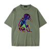 X RAY ANT Unisex Drop Shoulder Vintage Washed T-Shirt - Rarileto - Grayish Green - Front View